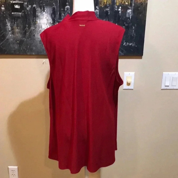 Anne Klein Red Sleeveless Tie Front Blouse-Size 3X - Picture 2 of 10